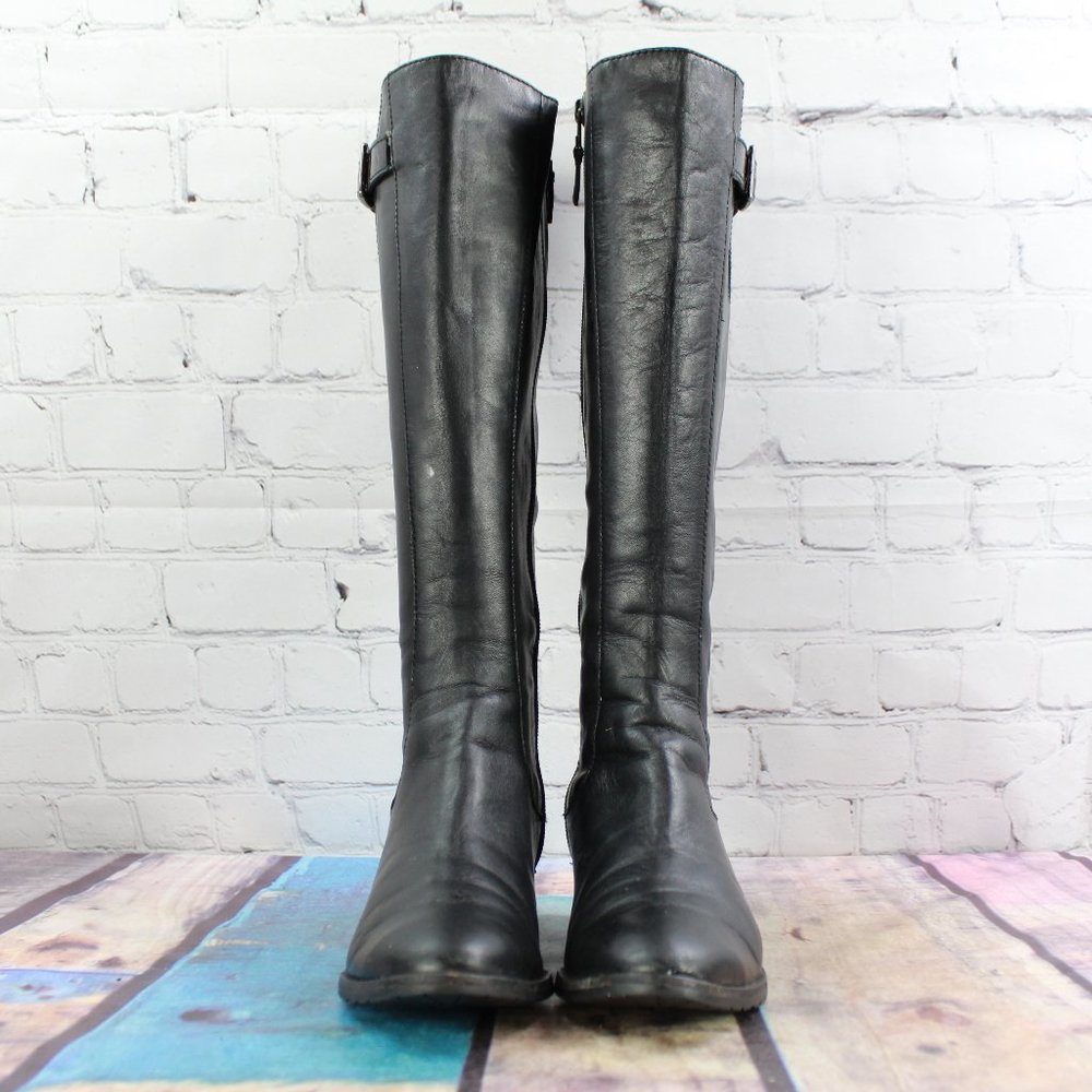 Cole Haan Black Leather Knee High Side Zip Riding Boots Size 6 B - Picture 4 of 11